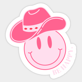 Preppy Pink Smiley Cowgirl Sticker